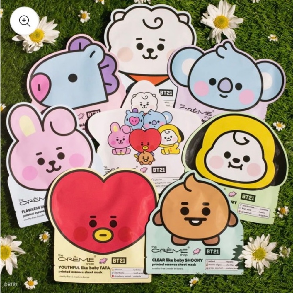 BT21 Baby Printed Sheet Mask Set with Large Travel Pouch Limited Edition NEW - Picture 5 of 14